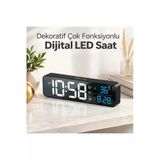 Multizone Dekoratif Dijital Duvar Masa Saati Modern Dokunmatik Aynalı Led Tarih Sıcaklık Alarm