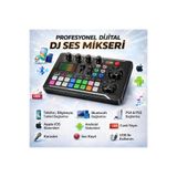 MultiZone Dijital DJ Stüdyo Ses Mikseri Bluetooth Mikrofon Bağlantılı Şarjlı Kondenser Canlı Yayın