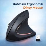 Multizone Kablosuz Ergonomik Dikey Mouse 1600 Dpı Wireless Ofis Gaming Mouse Oyuncu - Siyah