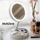 MultiZone LED Işıklı 10x Büyüteçli Katlanabilir Çift Taraflı Seyahat Makyaj Aynası USB Şarjlı
