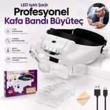 Multizone LED Işıklı Profesyonel Kafa Bandı Büyüteç Gözlük MG82000MC Ayarlanabilir Şarjlı Çoklu Lens