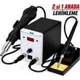 Multizone Lehimleme Istasyonu Sıcak Hava Tabancası Üflemeli Havya 8586 Dijital 2'si 1 Arada 700W Ayarlanabilir Sıcaklık