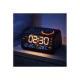 MultiZone Masa Saati LED Dijital FM Radyo Çift Alarm Sıcaklık Nem Gösterge Şarjlı Pilli Fonksiyonel