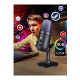 Multizone Rgb Işıklı Profesyonel Kardioid Oyuncu Yayıncı Mikrofonu Stüdyo Podcast Için