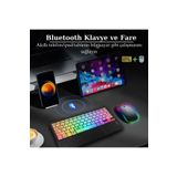 MultiZone RGB Renkli Aydınlatmalı Kablosuz Bluetooth Mouse Klavye Seti Slim Tablet Telefon Uyumlu