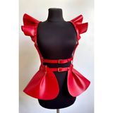 Mulvix Mlvx Deri Elbise Harness, Şık Mini Deri Elbise, Prenses Deri Elbise - 1001 Blsm - Renkli - L - XL