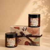 Mum 2'li Set - Soya Mum Hediye Seti, Sandalağacı ve Okyanus Aromalı Amber Kavanoz Mumlar -%100 Do