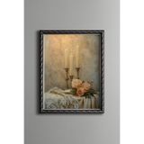 Mum Işığında Güller – Vintage Desenli Çerçeve – İnce Model, Gümüş, 15 x 21