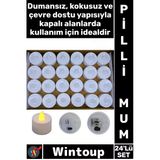 #Mum Kompakt Dekoratif Gün Işığı Estetik Led Aydınlatma Pratik Uzun Ömürlü Pilli Mum 1.8 Cm 24'Lü