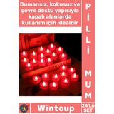 #Mum Kompakt Dekoratif Işık Estetik Led Aydınlatma Pratik Uzun Ömürlü Pilli Kalp Mum 1.8 Cm 24'Lü