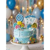 Mum Mavi Birthday Boy Şekerli Doğum Günü Pasta Mumu Çocuk Parti ve Kutlama Süsü