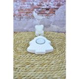 Mum ve Parafin Çam Ağacı Şeklinde Dekoratif Tealight Mumluk Taş Tozu Beton Seramik Görünümlü