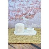 Mum ve Parafin Vanilya Kokulu Palm Wax Kavanoz Mum ve Dekoratif Tealight Mumluk ve Tabak – Elmas Kesim Tasarım, Vegan İçerik