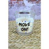 Mum ve Parafin Yazılı Cam Bardak Mum – Move On, Be Wild, Time To Play – 42 Saat Yanma Süreli Dekoratif Hediyelik & Özel Gün İçin Mum
