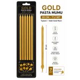 MUMAY Gold Pasta Mumu 20 CM – 7’li Set Uzun Metalik Gold Doğum Günü Mumları