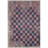 Mumbai Mavi Modern Modern Geometrik Etnik Desenli Boho Makinada Yıkanabilir Hafif Hav Toz Vermez Leke Tutmaz Kaymaz Taban Dijital Makine Baskı Halı Oturma Odası Salon Yolluk Koridor Mutfak Halısı