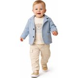 Mumbino Erkek Çocuk 3'lü Ceketli Takım / Ceket- T-Shirt - Pantolon 3 Parça Takım 06-24 Ay - 18 Ay - Açık Mavi - Bej