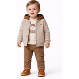 Mumbino Erkek Çocuk 4'lü Ceketli Takım / Ceket-Hırka- T-Shirt - Pantolon 4 Parça Takım 06-24 Ay - 6 Ay - Bej - Kahverengi