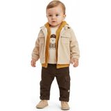 Mumbino Erkek Çocuk 4'lü Ceketli Takım / Ceket-Hırka- T-Shirt - Pantolon 4 Parça Takım 06-24 Ay - Bej - Kahverengi