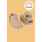 Mumenim Kodiaq Unisex Çocuk Bebek Botu Ortopedik Kaymaz Taban İçi Kürklü Süet Kışlık Kar Botu Bej