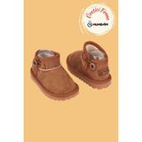 Mumenim Kodiaq Unisex Çocuk Bebek Botu Ortopedik Kaymaz Taban Içi Kürklü Süet Kışlık Kar Botu Taba