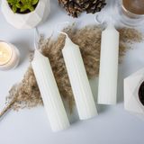 Mument Oluklu Silindir 3'lü Mum Seti 3,5*15 cm Krem