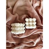 MumKusag Vanilya Kokulu Kalp Bubble Dekoratif Mum 2'li Paket - Beyaz - 2 Adet