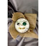 Mumlal Yengeç Burcu Mumu (375G - %100 Doğal Soya Wax - Soft Kokulu- Aventurin ve Ay Taşı Doğal Taşlı) - Beyaz