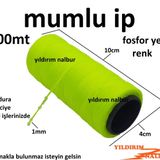 Mumlu İp 100mt Fosforlu Yeşil Renk Saraciye Hobi İpi Parlak