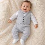 Mummys Love Erkek Bebek Yelekli Mevlüt Takımı - Gri - 0 - 3 Ay