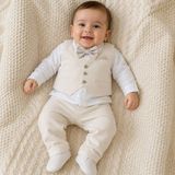 Mummys Love Erkek Bebek Yelekli Mevlüt Takımı - Krem - 0 - 3 Ay