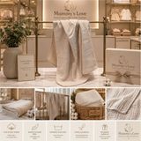 Mummys Love Müslin Bebek Battaniyesi 105*120 cm - %100 Doğal Pamuk - Bej