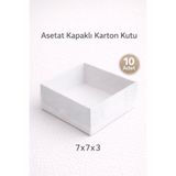 MUMTEDARİK Asetat Kutu 7x7x3 cm 10 Adet Beyaz | Şeffaf Kapaklı Kraft Hediye & Mum Kutusu