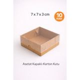 MUMTEDARİK Asetat Kutu 7x7x3 cm 10 Adet Kahverengi | Şeffaf Kapaklı Kraft Hediye & Mum Kutusu