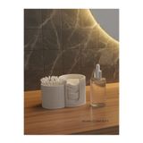 Mumu Minimalist Banyo & Makyaj Masası Düzenleyici - Kulak Çubuğu ve Pamuk Ped Organizatör Beyaz