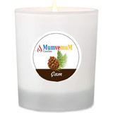 MumvemuM Çam Kokulu Bardak Mum ( Buzlu Cam Bardak ) - Beyaz - 1 Adet