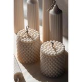Mumy Desing 2 Adet Bubble Silindir Mum Krem Pudra Kokulu Pearl Candle Soya Wax Vegan Mum