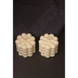 Mumy Desing 2li Misket Bubble Silindir Mum Kokulu Pearl Vegan Mum - Krem