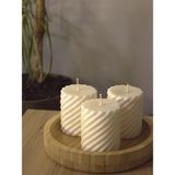 Mumy Desing 3 Adet Burgu Silindir Mum Krem Pudra Kokulu Candle Soya Wax Vegan Mum - 1 Adet