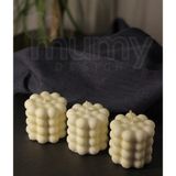 Mumy Desing 3lü Misket Bubble Silindir Mum Kokulu Pearl Vegan Mum - Krem