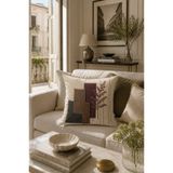 MUN HOME Flora Kır Çiçekleri 1 adet Kırlent Kılıfı Bej Mürdüm Nakış Görünümlü Botanik Desenli Dekoratif Dekoratif Salon Koltuk Kırlenti Dekoru Çift Taraflı Dijital Baskı Gizli Fermuarlı