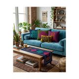 MUN HOME Viva Modern Renkli Yeşil Lacivert Fuşya Sarı Mor Geometrik Kırlent ve Runner Seti 5 Parça Dekoratif Salon Koltuk Kırlenti Bohem Ev Dekoru Çift Taraflı Dijital Baskı Gizli Fermuarlı