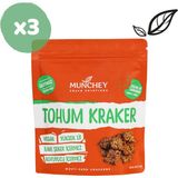 Munchey 3’lü Vegan Soğan ve Sarımsaklı Tohum Kraker 40 gram Yüksek Lifli Atıştırmalık - 120 gr