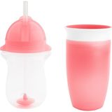 Munchkin Tıklama Kilitli Uçlu Alıştırma Bardağı 12AY+,296ML,PEMBE +Munchkin Mucize 360° Alıştırma Bardağı, 12AY+, 296ML,PEMBE - Açık Pembe