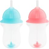Munchkin Tıklama Kilitli Uçlu Pipetli Alıştırma Bardağı 12AY+ 296 Ml, Mavi&pembe 2li Paket - Mavi - Pembe