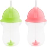 Munchkin Tıklama Kilitli Uçlu Pipetli Alıştırma Bardağı, 12AY+, 296ML, 2li Paket - Yeşil - Pembe