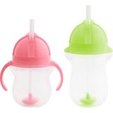 Munchkin Tıklama Kilitli Uçlu Pipetli Alıştırma Bardağı 6AY+ 207 ml Yeşil ve 12AY+ 296 ml Pembe - Yeşil - Pembe