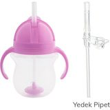 Munchkin Tıklama Kilitli Uçlu Pipetli Alıştırma Bardağı, 6AY+207ML Mor & Yedek Pipet 1 Adet