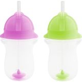Munchkin Tıklama Kilitli Uçlu Pipetli Alıştırma BARDAĞI,12AY+, 296ML, Mor & Yeşil , 2li Paket - Mor - Yeşil