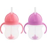 Munchkin Tıklama Kilitli Uçlu Pipetli Alıştırma BARDAĞI,6AY+,207ML,2LI Paket - Pembe - Mor